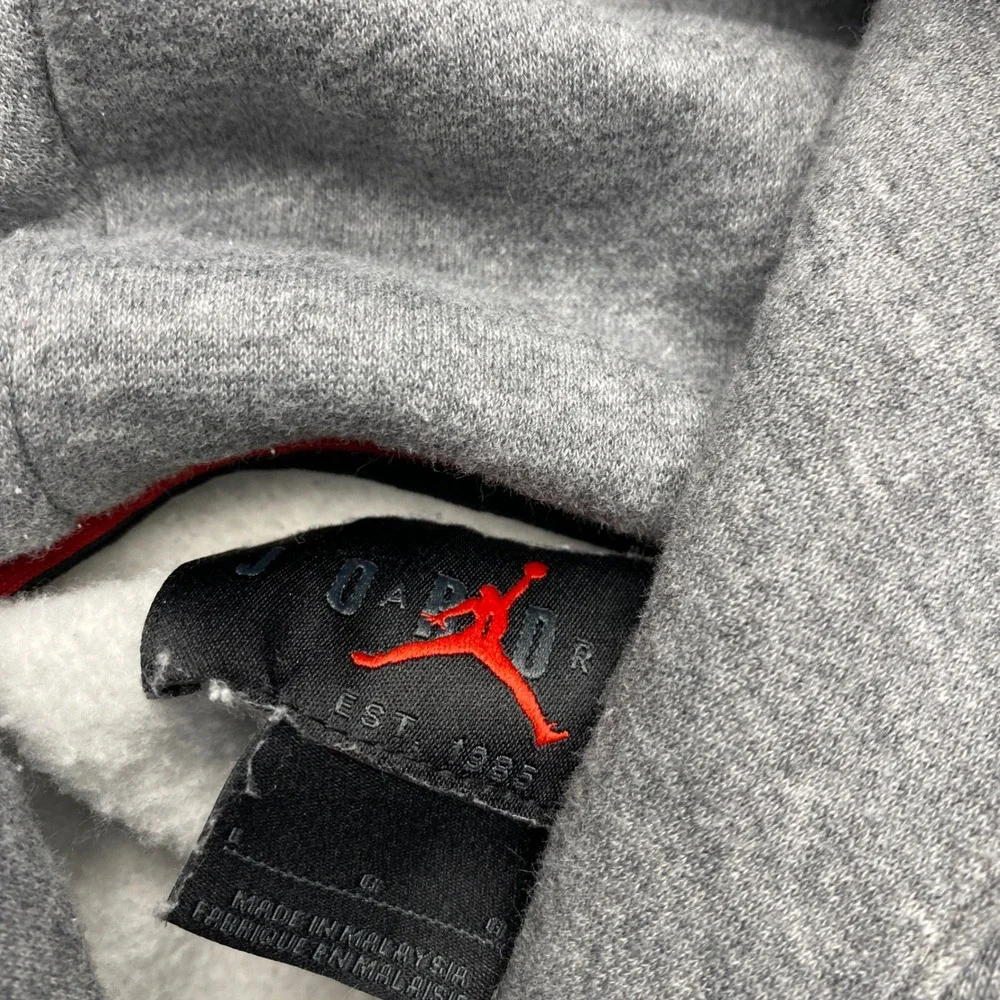 Jordan Shirt Hoodie‎ Jumpman Mens L Gray Cotton Blend AV3145-091 Pullover Fleece
